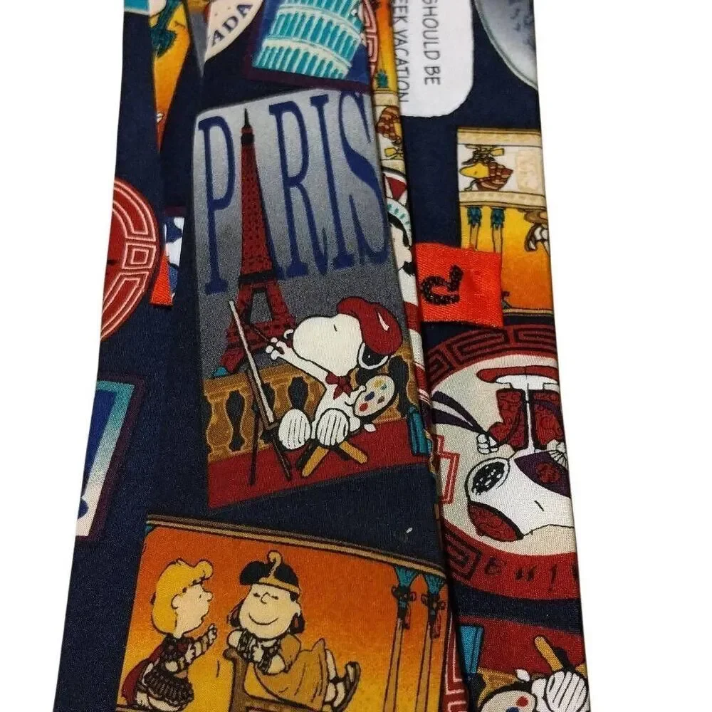 Vintage Peanuts Charlie Brown and Gang World Vacation Men's Tie